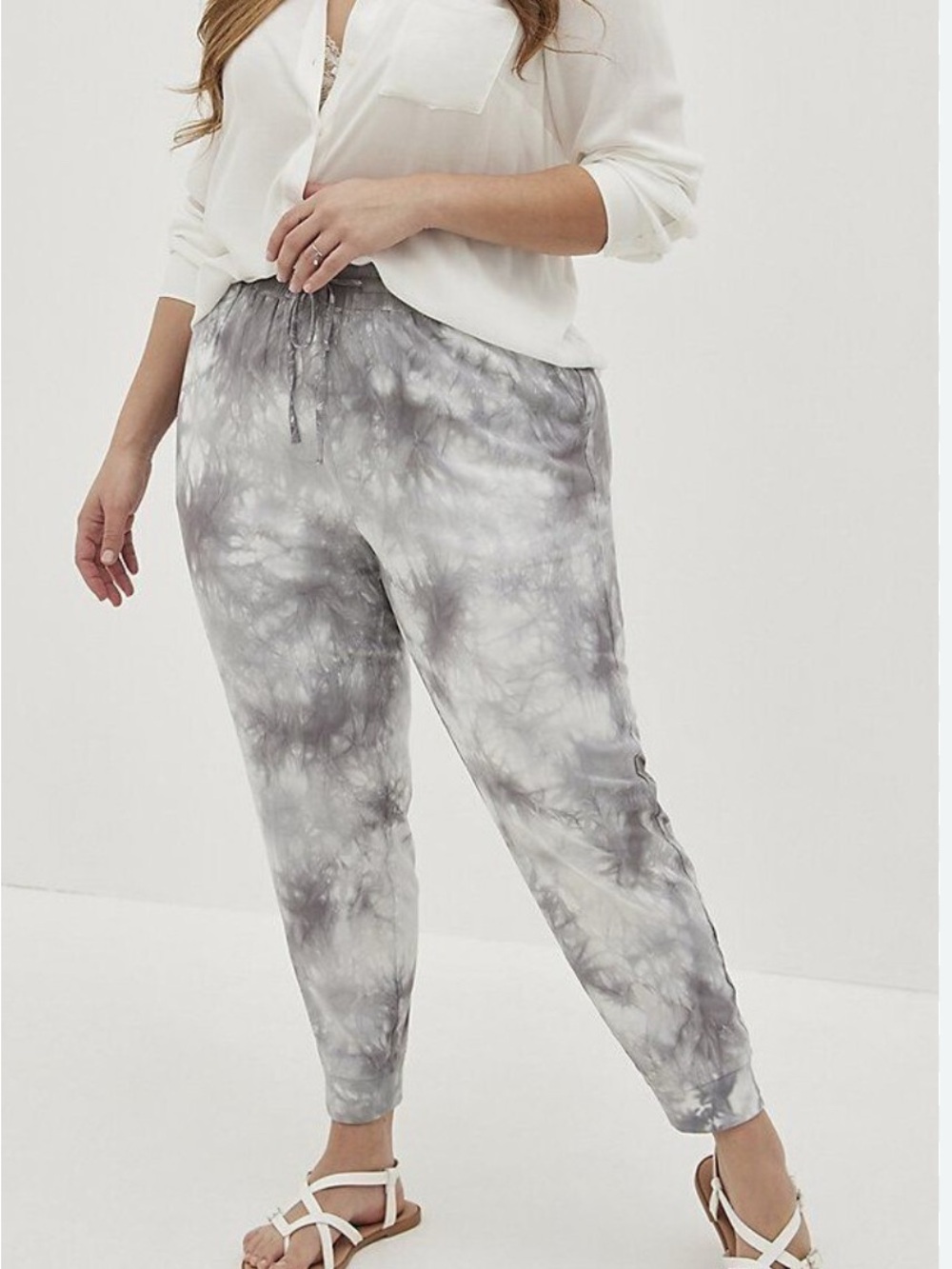Torrid Tie Dye Jogger Pants 2X Gray Relaxed Fit Mid Rise Lounge Athleisure - Picture 1 of 6